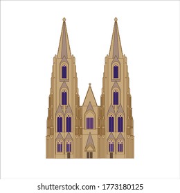 Cologne city cathedral in Germany. Illustration for web and mobile design.