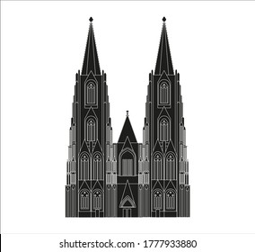 Cologne city cathedral in Germany. Illustration for web and mobile design.