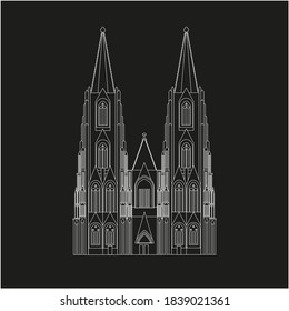 Cologne city cathedral in Germany. Illustration for web and mobile design.