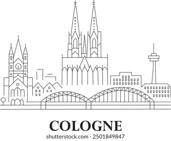 Cologne City Line Draw Free Vector