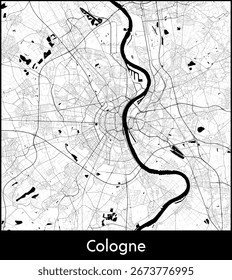 Mapa de la ciudad de Colonia, Alemania - Afiche de mapa de Vector topográfico
