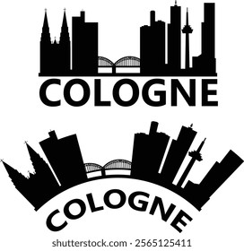 Cologne city skyline silhouette. Cologne skyline sign. Cologne NRW Germany Skyline city design. flat style.