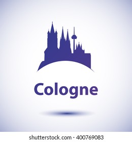 Cologne City skyline silhouette. Vector illustration. Simple flat concept for tourism presentation, banner, placard or web site. Business travel concept. Cityscape with landmarks