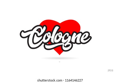 cologne city text design with red heart typographic icon design suitable for touristic promotion