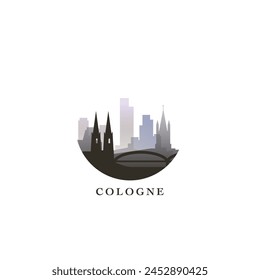 Cologne cityscape, gradient vector badge, flat skyline logo, icon. Germany city round emblem idea with landmarks and building silhouettes. Isolated graphic
