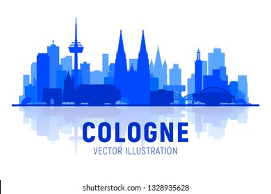 Cologne ( Germany ) city silhouette skyline with panorama on white background. Vector Illustration. Business travel and tourism concept with old buildings. Image for presentation, banner, web site.