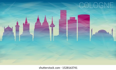 Cologne Germany City Skyline Vector Silhouette. Broken Glass Abstract Geometric Dynamic Textured. Banner Background. Colorful Shape Composition.