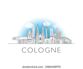 Cologne, Germany cityscape line art style vector illustration