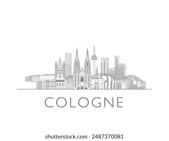 Cologne, Germany cityscape line art style vector illustration