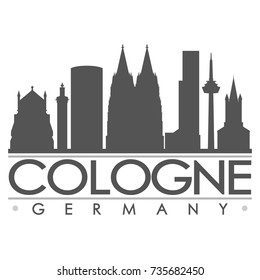 Cologne Germany Europe Skyline Silhouette Design City Vector Art Famous Buildings.