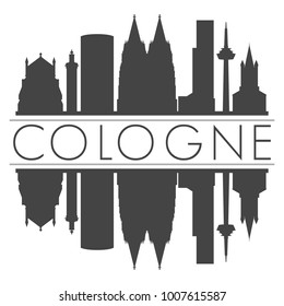 Cologne Germany Europe Skyline Vector Art Mirror Silhouette Emblematic Buildings
