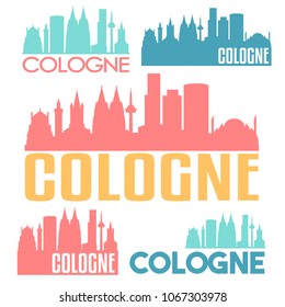 Cologne Germany Flat Icon Skyline Vector Silhouette Design Set Logo.