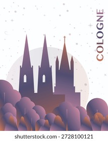 Köln, Deutschland Gradient futuristischen Plakat. Vektor Wahrzeichen abstrakte Silhouette Grafik für Broschüre, vertikale Seite, Broschüre, Abdeckung