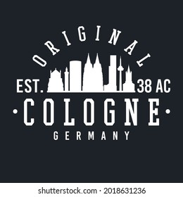 Cologne, Germany Skyline Original. A Logotype Sports College and University Style. Illustration Design Vector City.