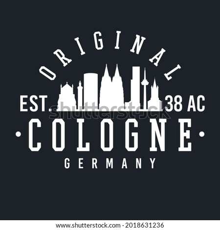 Cologne, Germany Skyline Original. A Logotype Sports College and University Style. Illustration Design Vector City.