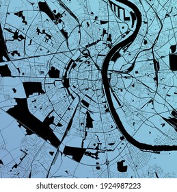 Cologne, Germany - Urban vector city map with parks, rail and roads, highways, minimalist town plan design poster, city center, downtown, transit network, street blueprint