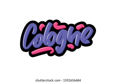 Cologne lettering text. Vector illustration logo text for webpage, print and advertising