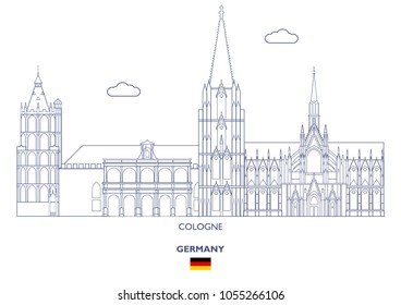 Cologne Linear City Skyline, Germany