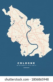 Cologne Map Vector poster flyer
