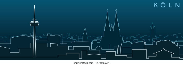 Cologne Multiple Lines Skyline and Landmarks