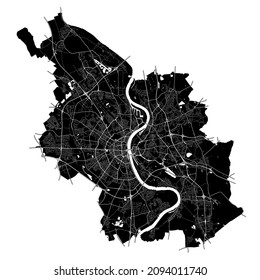 Cologne, North Rhine-Westphalia, Germany, Germany, high resolution vector map with city boundaries, and editable paths. The city map was drawn with white areas and lines for main roads and side roads