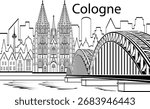 Cologne Сathedral of Saint Peter and city skyline in Germany