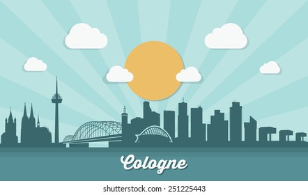 Cologne skyline - flat design - vector illustration