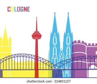 Cologne skyline pop in editable vector file