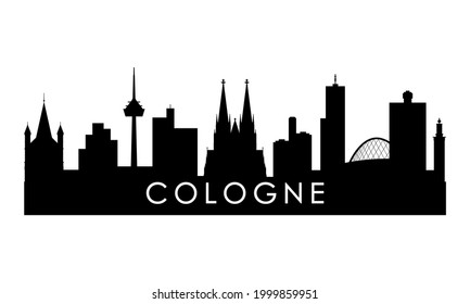 Cologne skyline silhouette. Black Cologne city design isolated on white background. 