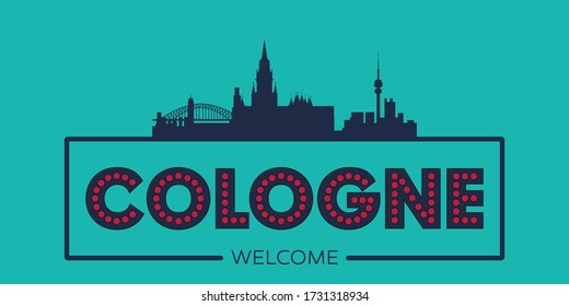 Cologne skyline silhouette flat design typographic vector illustration.