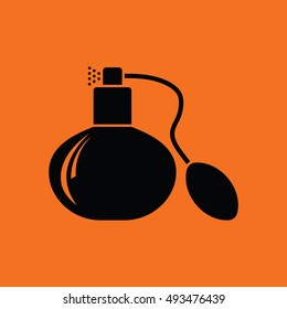 Cologne spray icon. Orange background with black. Vector illustration.
