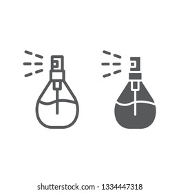 Cologne spray line and glyph icon, deodorant and fragrance, perfume sign, vector graphics, a linear pattern on a white background, eps 10.