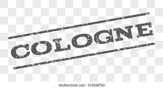 Cologne watermark stamp. Text caption between parallel lines with grunge design style. Rubber seal stamp with scratched texture. Vector grey color ink imprint on a chess transparent background.