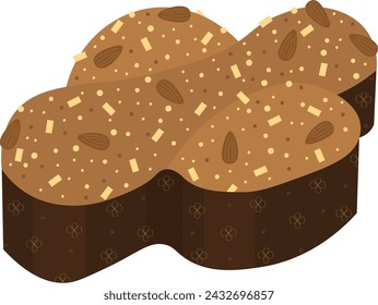 Pan italiano colombiano de Pascua. Ilustración de dibujo vectorial colorido. Típico pastel de Pascua italiano, pan de paloma.