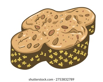 Colombia Pan de Pascua italiano. Vector colorido dibujado ilustración. Típico pastel de Pascua italiano. Ilustración vectorial