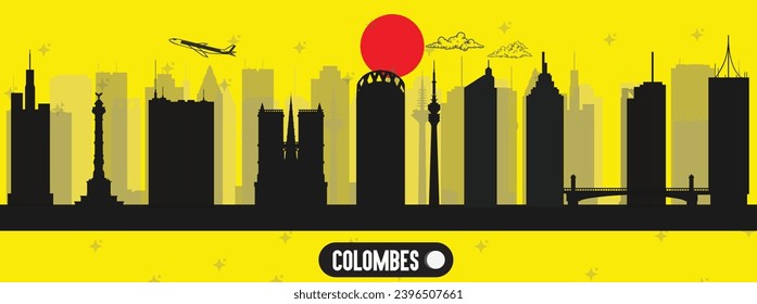 Colombes , France beautiful skyline vector illustration
