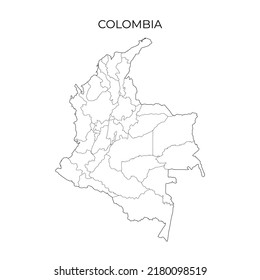 Colombia administrative division map. Regions of Colombia. Vector illustration in outline style