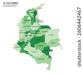 Colombia administrative map green flat design