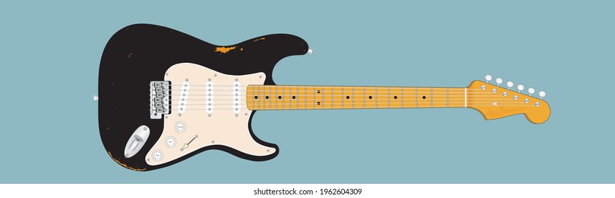 Bogotá Colombia, APRIL 26, 2021: Electric guitar. The stratocaster type guitar is one of the most popular and preferred by musicians around the world.