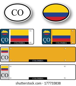 colombia auto set against white background, abstract vector art illustration, image contains transparency