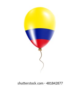 Colombia balloon with flag. Bright Air Ballon in the Country National Colors. Country Flag Rubber Balloon. Vector Illustration.