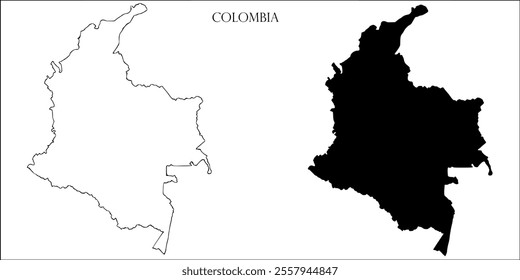 Colombia Blank Map, Colombia Map Outline Vector Images