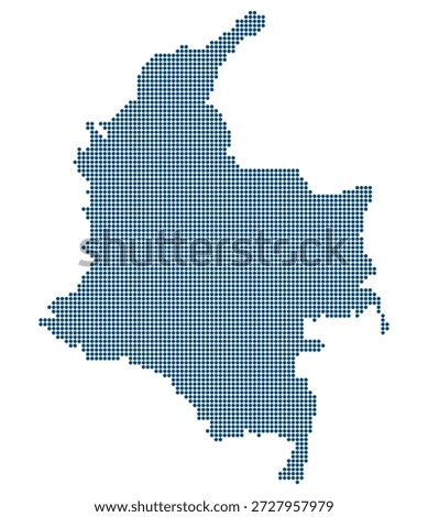 Colombia Blue Dotted Vector Map with Transparent Background for Software Development. Map of Colombia in dotted style.