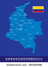 Colombia Blue Map vector illustration