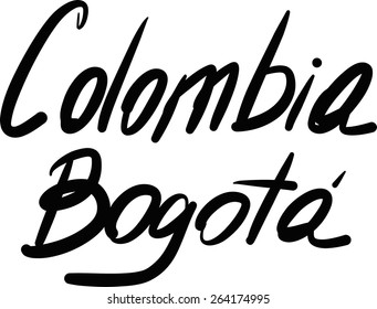 Colombia, Bogota, hand-lettered Country and Capital, handmade calligraphy, vector
