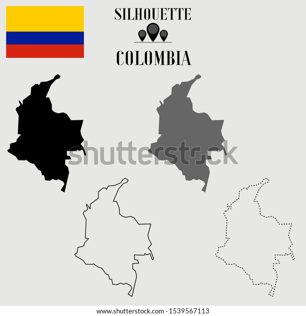 コロンビア ボゴタの輪郭世界地図 実線 破線の輪郭シルエット 国旗のオリジナルの比率 ベクターイラストデザイン 背景に分離 オブジェクト 国セットのシンボル のベクター画像素材 ロイヤリティフリー