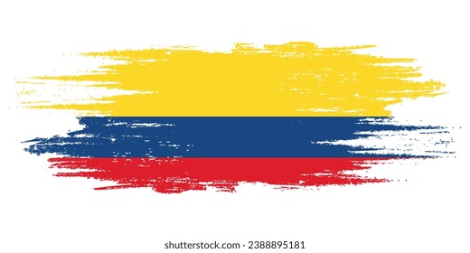 Colombia brush flag, Colombia flag brush watercolor flag design element