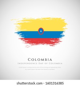 Colombia brush style flag with independence day of Colombia background