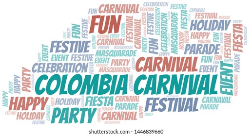 Colombia Carnival word cloud vector made with text only