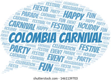Colombia Carnival word cloud vector made with text only